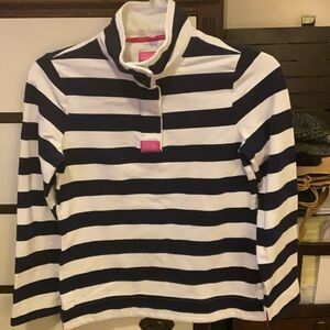 Joules Navy and White Striped Pullover, size 6, EUC.